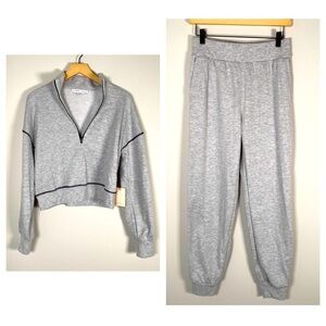 NWOT Sincerely Jules Heather Gray Cropped Sweatshirt & Jogger Set